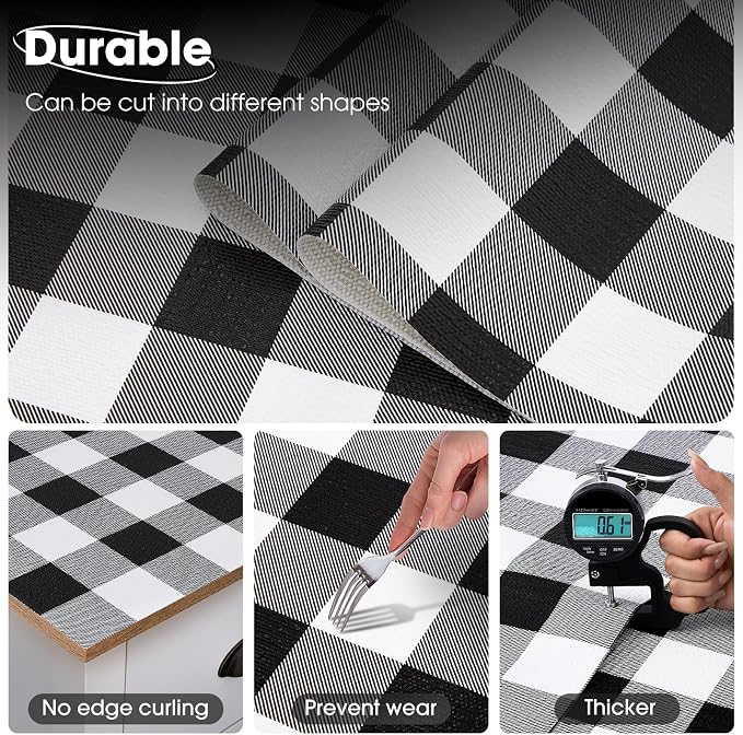 Drawer and Shelf Liner, Non-Slip Kitchen Cabinet Liners Non-Adhesive Thick Strong Grip Waterproof Washable Mats Protect Dresser Shelves Cupboard Bathroom Cabinets, Buffalo Plaid, 12 in X 20 FT