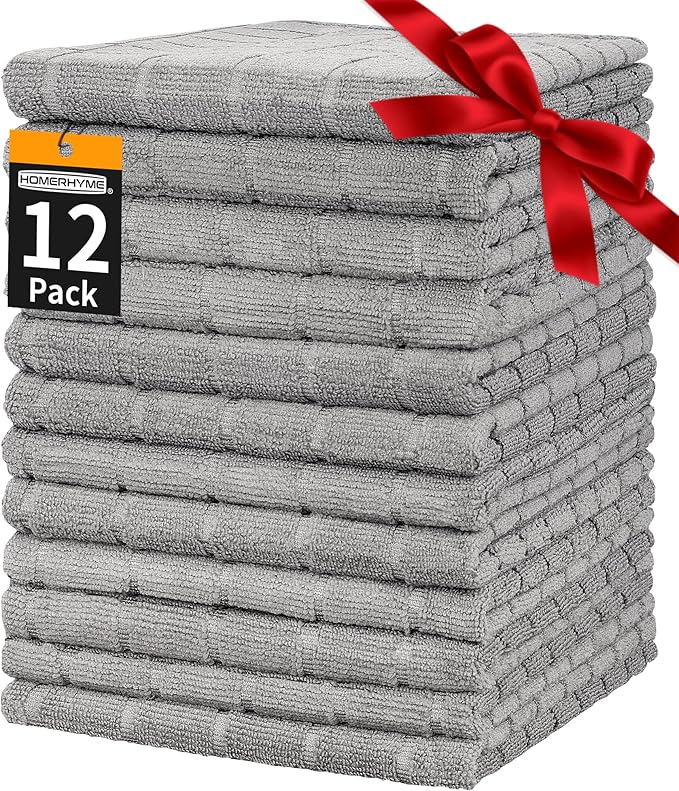 12 Pack 25''*15'' Microfiber Bathroom Hand Towels, with Microfiber Towel Roll, 75 Pack Tear Away Cleaning Towels, Reusable Microfiber Cleaning Cloths.
