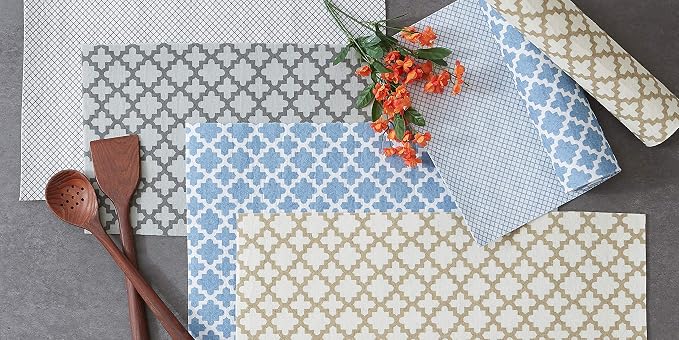 DII Fridge & Shelf Liner Collection Non-Adhesive, Cut to fit, Machine Washable, 12x20, Gray Lattice, 2 Piece