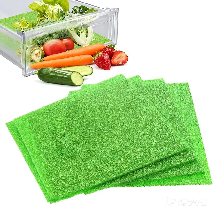 4 Pcs Fridge Drawer Liners for Fruit and Vegetables Fresher Life Extender,Refrigerator Organizers and Storage, Fridge Shelf Liners(12"x15")