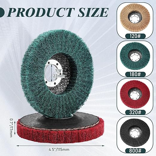 20 Pcs 4.5" x 7/8" Nylon Fiber Flap Disc Polishing Wheel for Angle Grinder 120/180/320/800 Grit Grinder Sanding Disc Polishing Grinding Wheel Scouring Pad Buffing Rust Paint Remover