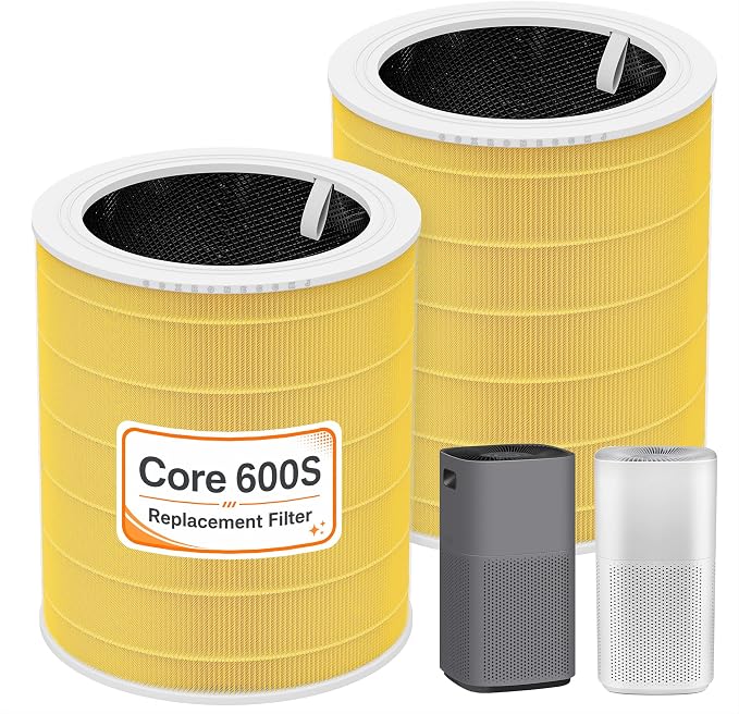 Core 600s-P Air Purifier Pet Allergy Replacement Filter Compatible with LEVOIT Core 600S Air Purifier, 3-in-1 Filtration Filter and Activated Carbon 600S/P Filters, Core 600S-RF-PA, 2 Pack