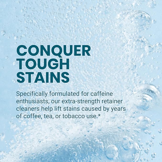 Coffee and Tea Retainer Cleaner Tablets, Removes Odors, Stains, and Plaque, 4-Month Supply, Denture Cleanser for Caffeine Enthusiasts, 120 Tablets by M3