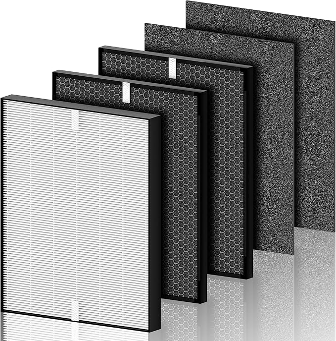 Replacement Part Compatible with Air Purifier, True Grade High-Efficiency Materials With Activated Carbon Filter, Includes:1+2+2 Filter