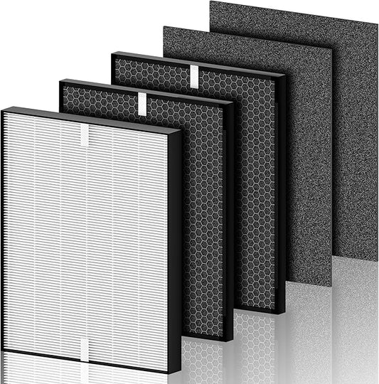 Replacement Part Compatible with Air Purifier, True Grade High-Efficiency Materials With Activated Carbon Filter, Includes:1+2+2 Filter