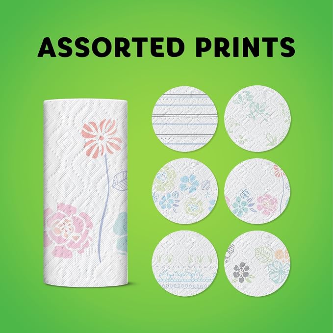 Bounty Select-A-Size Paper Towels, Print, 6 Double Rolls = 12 Regular Rolls