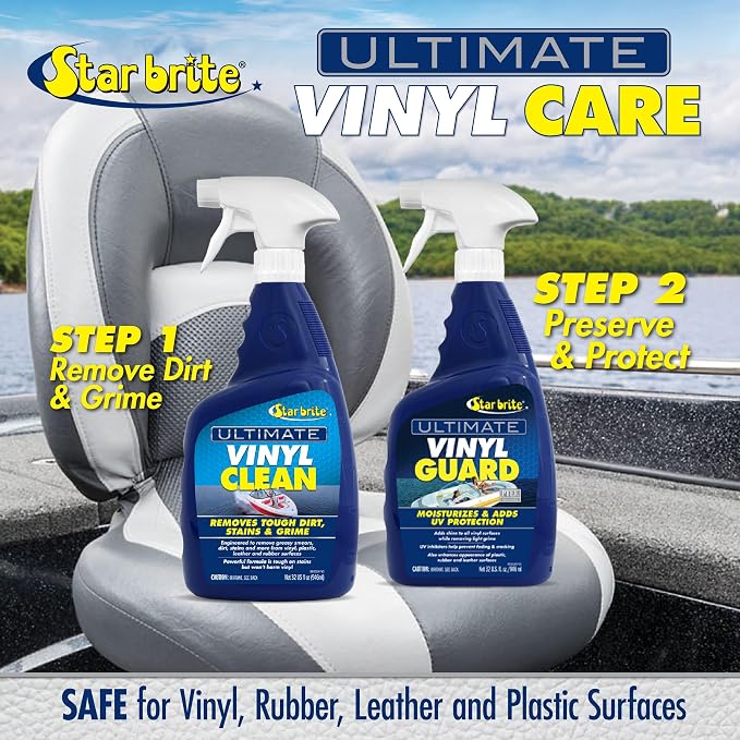 STAR BRITE Ultimate Vinyl Clean Spray + Ultimate Vinyl Guard - Multi-Surface Cleaner & Protectant for Auto, RV, Home & Boat Upholstery - Clean & Protect Vinyl, Rubber, Leather, Plastic