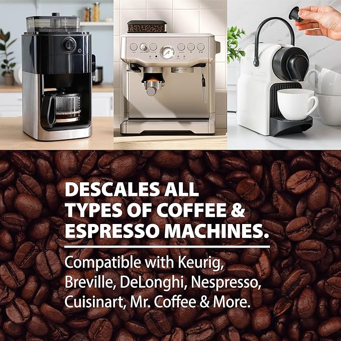 HARRIS Coffee Machine Descaler Descaling Solution, 32 fl oz (2 Pack, 8 Uses Each), Compatible with Keurig, Nespresso, Breville, DeLonghi, Jura & Ninja Coffee and Espresso Makers