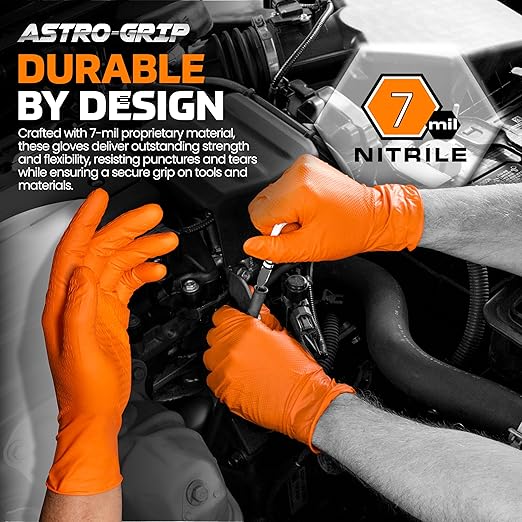 SAS Safety 66575 Nitrile Astro Grip Powder-Free Disposable Glove, XX-Large (Pack of 1000), Orange
