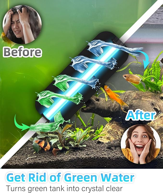 COOSPIDER 200GPH Aquarium Filter with 5W U-V Light for 30-100 Gallon | Fish Tank Filter for Green Control, Internal 11W Pump for Turtle Tank, Small Pond, Pool Filter, Cold Plunge Ice Bath Hot Tub