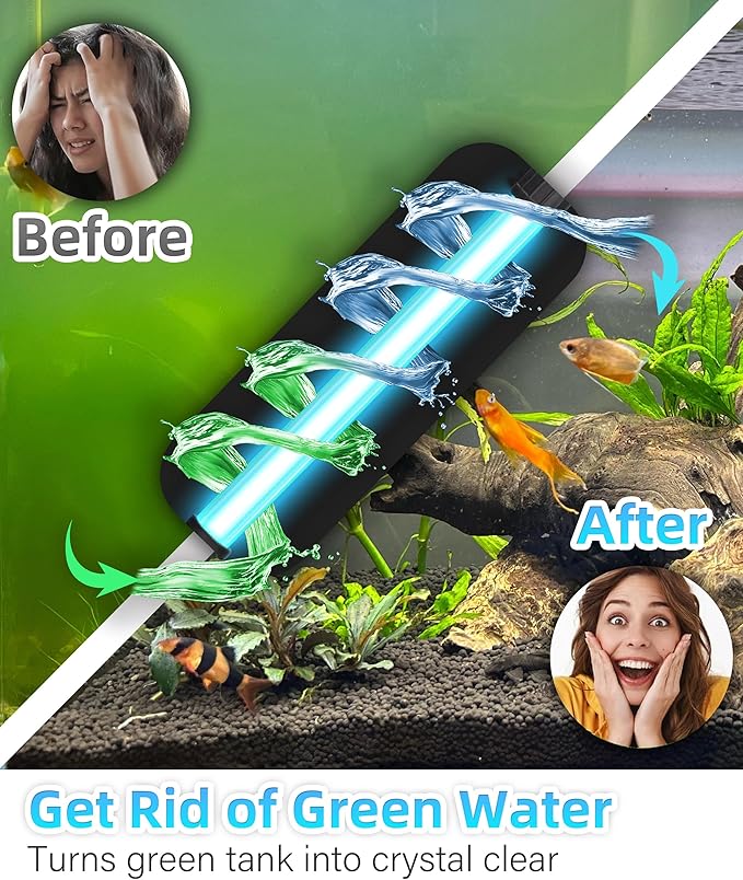 COOSPIDER Aquarium Filter with 6W U-V Light 158GPH for 10-45 Gallon Tank | Small Internal Fish Tank Filter with 8W Water Pump for Green Clean, Turtle Tank, Oxygen Supply, Deodorization, Water Cycle