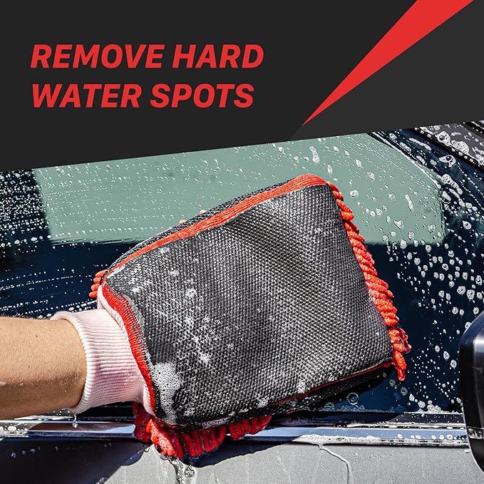 Maxshine Universal Red Chenille Professional Detailing Clay Mitt - Ideal Wash Mitts for Car, SUV, Trucks, Boats, RV Washing - High Efficiency Detailing Wash Mitt - Auto Detailing Accessories