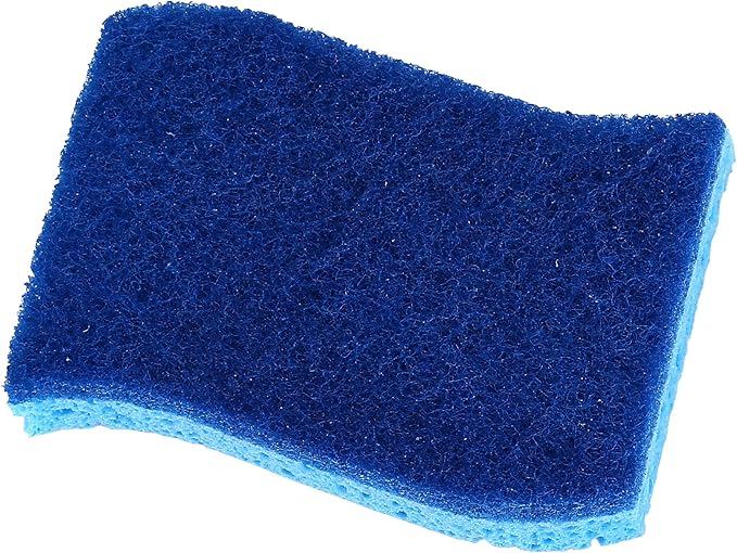Non-Scratch Cellulose Sponge Kitchen Scrub Sponge with Scouring Pad Set, Good for Non-Stick Cookware Frying Pan, Pot, Counter Top, Sink Scrubbing, Kitchen Scrubbers, Pack of 2, (Blue)