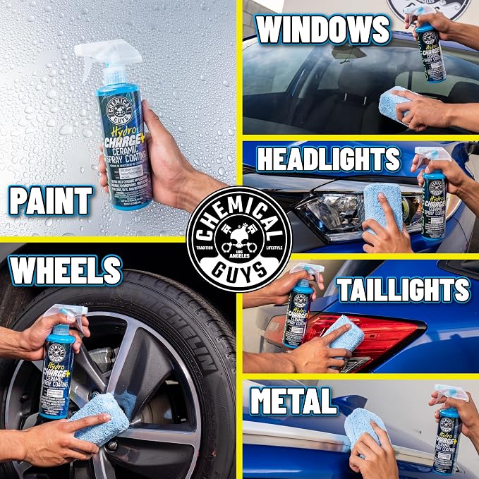 Chemical Guys WAC23016 HydroCharge High-Gloss Hydrophobic SI02 Ceramic Spray Coating (Works on Car, Truck, SUV, RV, Boat and Motorcycle Paint), 16 fl. oz, Blue