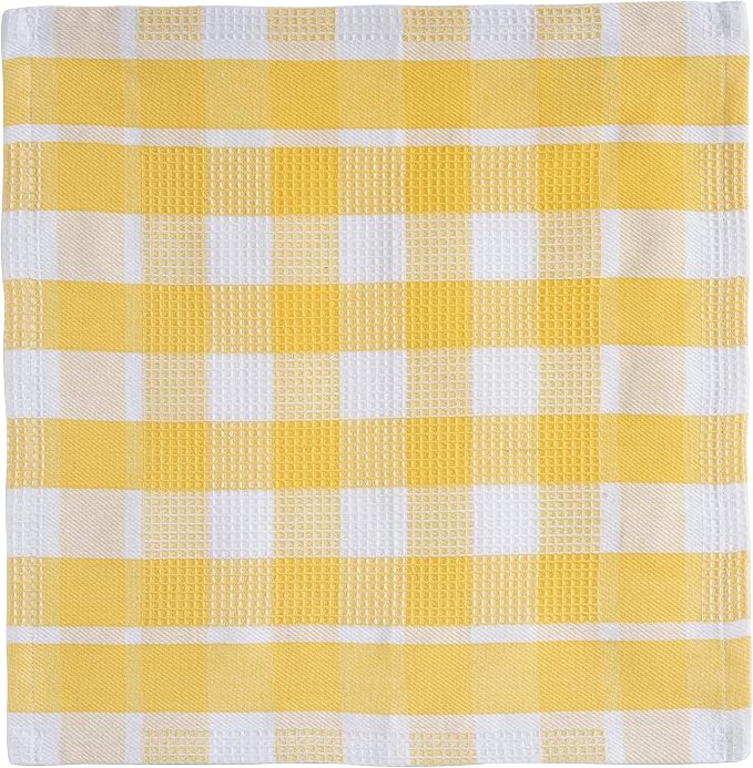 LANE LINEN 100% Cotton Kitchen Dish Cloths, Ultra Soft Absorbent Quick Drying Dish Towels, Multiweave Wash Cloths Dish Towel Sets, 12x12 Inches, 12 Pack - Yellow