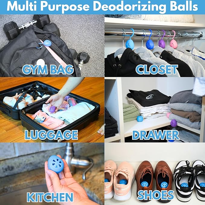 Air Jungles 3-in-1 Fresh Linen Odor Eliminator Balls 6 Count + 3-in-1 Leather Cleaner Wipes 70 Count, Essential Oil Deodorizing Balls and Extra-Large Cleaning Wipes for Shoes, Car Interior, Furniture,