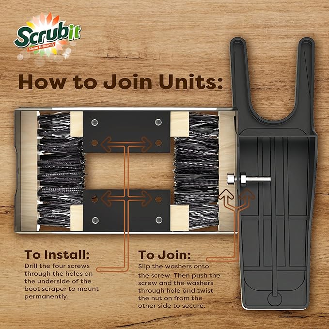 Scrubit heavy-duty boot scraper & Jack - Boot remover and pul custodianfor Shoes, Cowboy Boots; Cleans snow, sand, mud - 12x6 all-weather scrubber