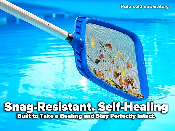 Pool Leaf Skimmer Net for Cleaning with 12 Feet Aluminum Telescopic Pool Pole Swimming Pool Leaf Net - Heavy Duty, Reinforced Frame, Large Capacity Pool Rake // The Ultimate