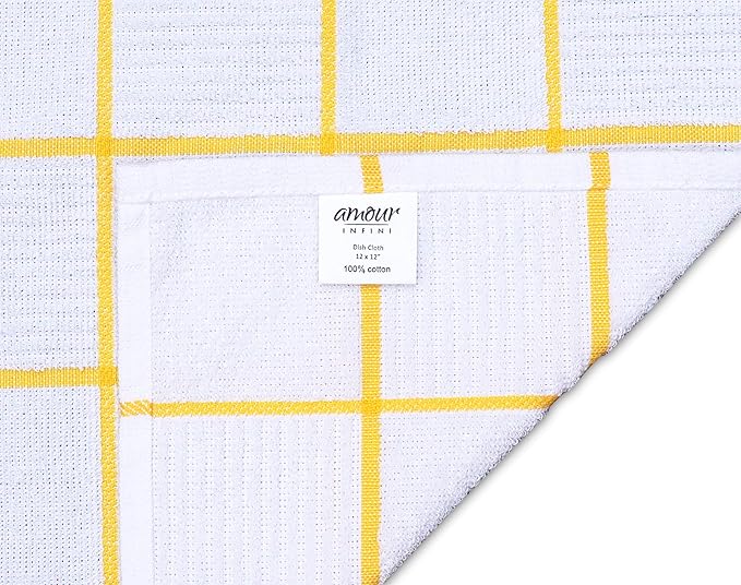 AMOUR INFINI Terry Dish Cloths Set of 8 Kitchen Towels Pack of 4 Highly Absorbent Super Soft Kitchen Reusable Quick Dry Dishcloths Set