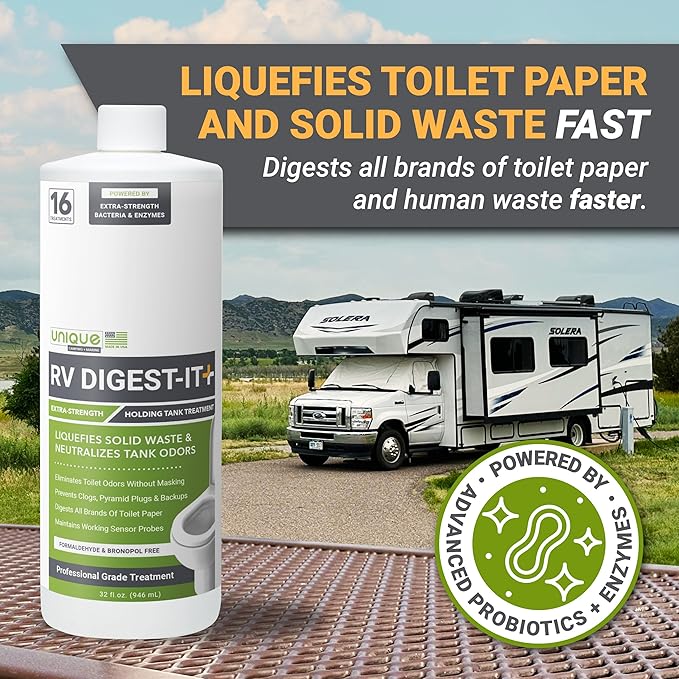 Unique RV Digest-It+, Clear-It and Clean-It - RV Toilet Treatment, Cleaner, and Unclogger
