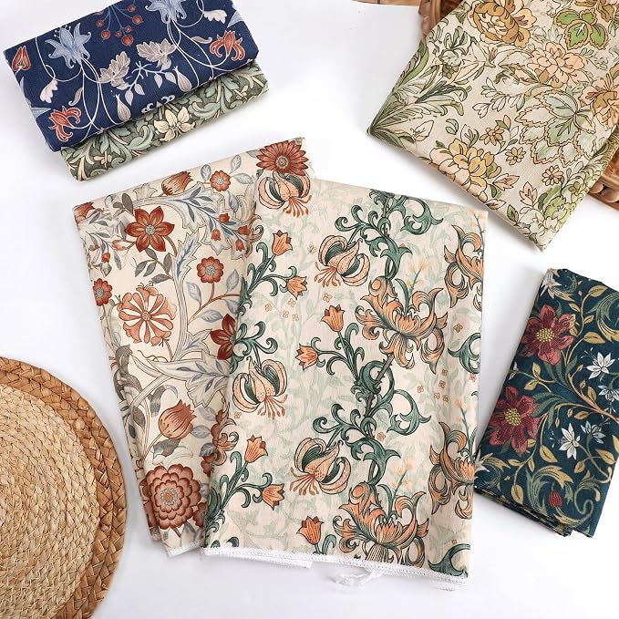 Hahafelt 6 Pack William Morris Floral Kitchen Towels Absorbent Cotton Retro Vintage Flowers Towels 18 x 28 Inch Decorative Hand Tea Towel for Baking Cleaning Housewarming Party Supply (William Morris)