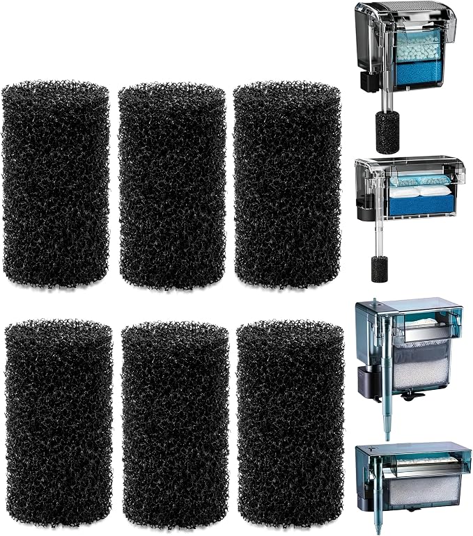6 Pcs Pre-Filter Sponges Compatible with Fluval AC70/AC110 and AquaClear 70/110 Power Filters Replacement Foam Sponges for Freshwater & Saltwater Aquariums, Protects Small Fish, Shrimp and Fry