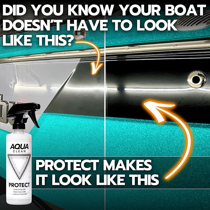 AquaClean PROTECT Ceramic Coating Spray | Car, Truck, Boat, RV & Motorcycle | 12 Month SiO2 Protection | Hydrophobic UV Shield | Protects Paint, Glass & Trim | Easy Spray & Wipe | USA Made | 16oz