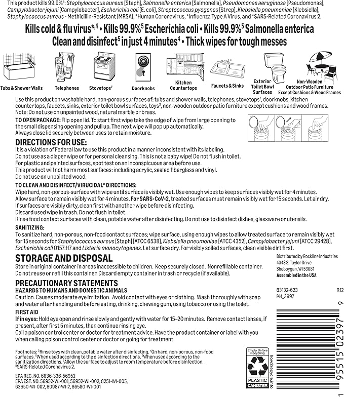 Amazon Basics Disinfecting Wipes, Lemon & Fresh Scent, Sanitizes/Cleans/Disinfects/Deodorizes, 255 Count (2 Packs Lemon, 1 Pack Fresh Scent)