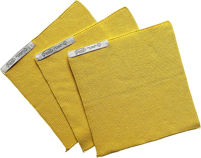 Solwang 3-Piece Danish Cotton Dishcloths in 100% Certified Organic Cotton Made in India (Bright Yellow Organic Trio)