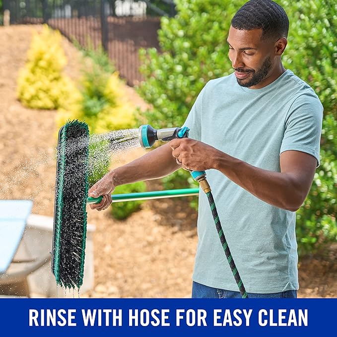 Quickie Bulldozer 18-Inch Multi-Surface Push Broom, Green, Heavy-Duty with Swivel Hang-Up Feature, Perfect for Indoor and Outdoor Cleaning, Sweeping Sidewalks & Warehouses