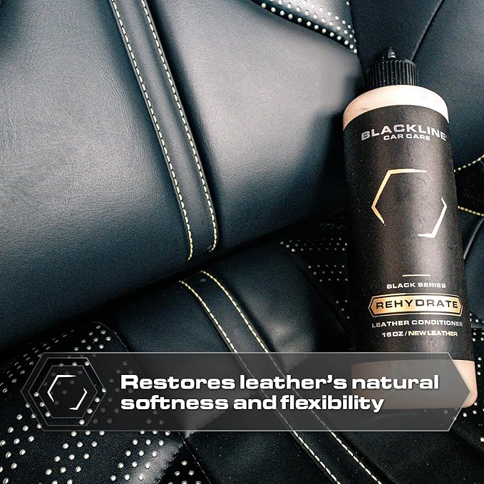 Blackline Leather Cleaner and Conditioner Care Kit - 2 (16 Fl Oz) Bottles - Effectively Cleans And Conditions Leather Car Interiors, Bags, Furniture, Appparel And More