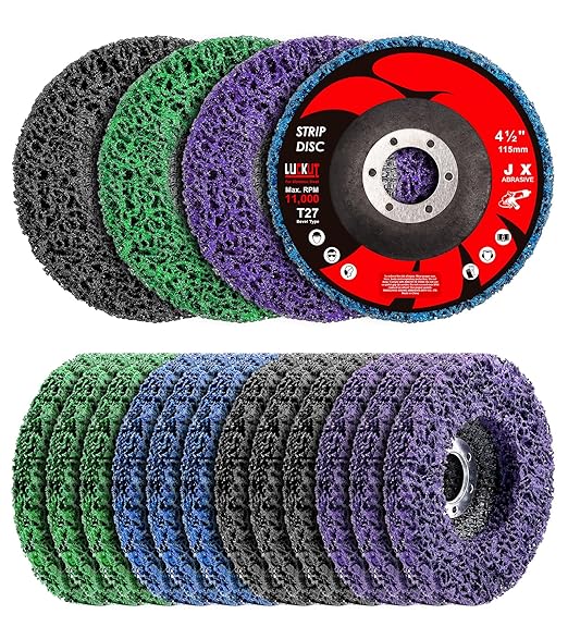 Paint Stripper Discs for Angle Grinder, 4-1/2" x 7/8", 12-Pack, Multi-Surface Rust and Paint Removal Wheels for Metal and Wood