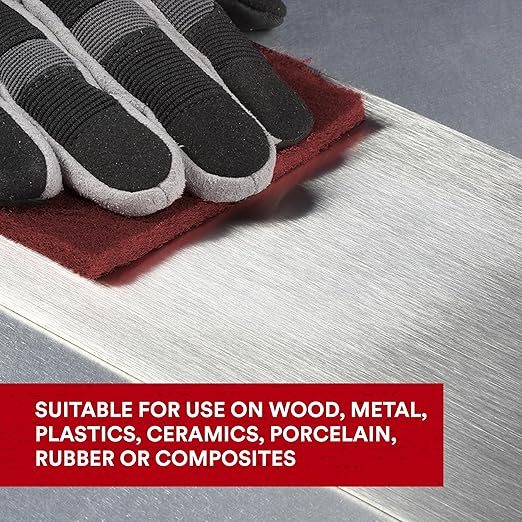 3M Scotch-Brite General Purpose 7447 Hand Pad, Very Fine Grade, 6 in x 9 in, Pack of 20, Aluminum Oxide, Surface Preparation, Scuffing, Blending, Cleaning, Maroon