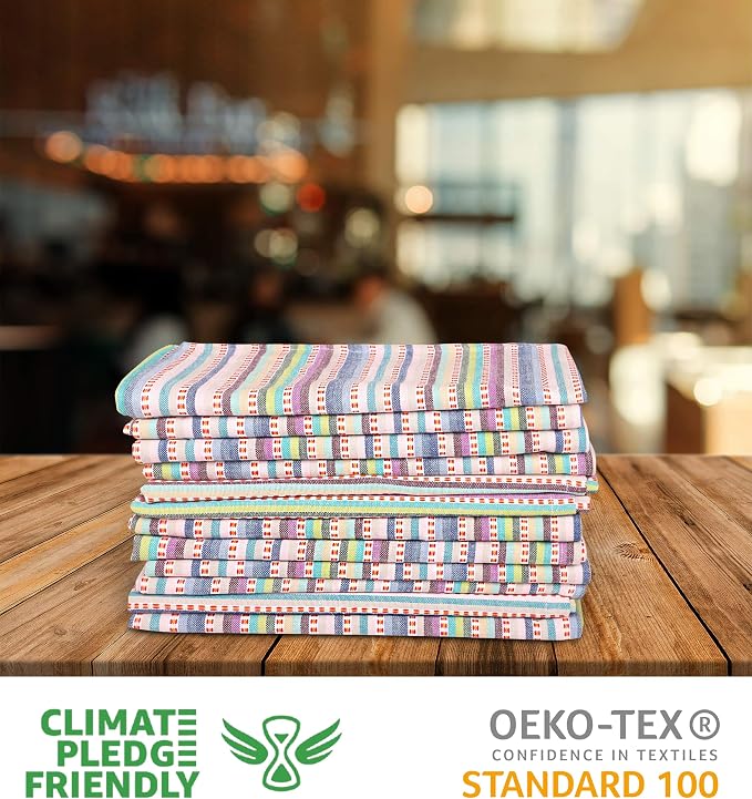 Urban Villa Easter Collection Kitchen Towels Multi Dobby Stripes Premium Quality 100% Cotton Dish Towels Mitered Corners Ultra Soft (Size: 20X30 Inch) Highly Absorbent Bar & Tea Towels (Set of 6)
