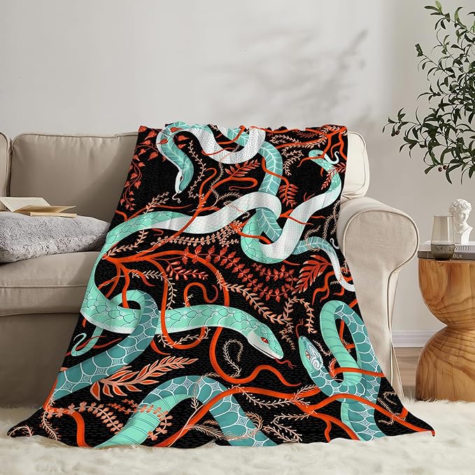jerkboo Snake Blanket Throws Snake Gifts Snake Throw Blanket for Women Men Kids Adults Soft Warm Cozy Fleece Blanket for Couch Sofa Bed 50""x40""