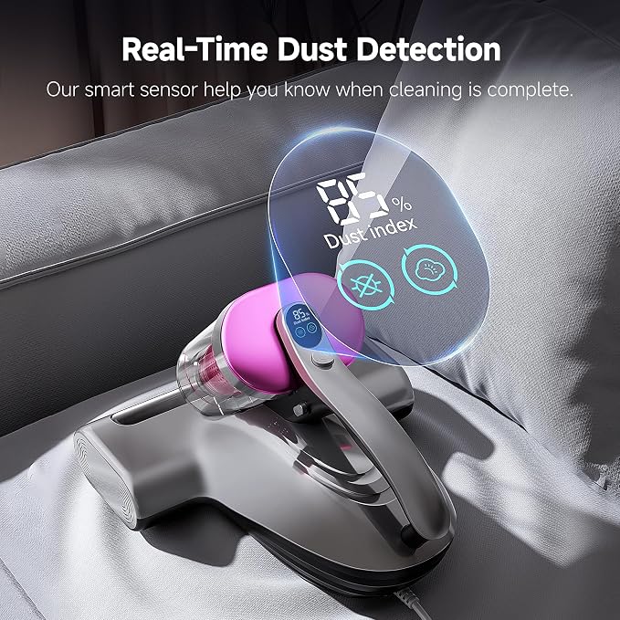 uwant Mattress Vacuum Cleaner, 16KPa 450W Suction Bed Vacuum Cleaner with 253.7nm UV-C Light & Ultrasonic, 149°F Heat, 36000 RPM/Min Tapping, HEPA Filter for Bed Sofa Crib