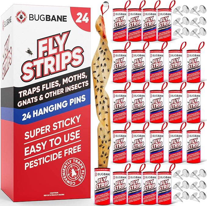 24 Sets of Fly Strips and 9 Sets of Disposable Outdoor Fly Trap Bundle