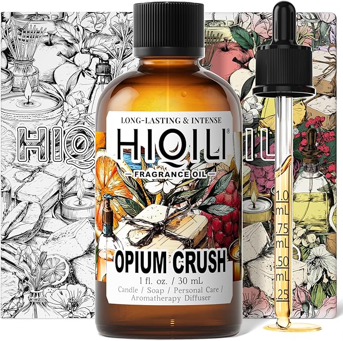 HIQILI Opium Crush Fragrance Oil, Vanilla & Chocolate Scents, for Candle, Soap Making, Essential Oil Diffuser Use, Hair Care - 1 Fl Oz