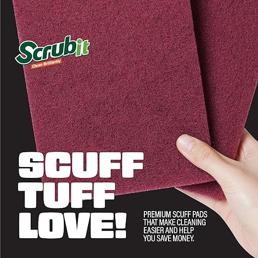 SCRUBIT 6 x 9 in. General Purpose Scuff Pads, Paint Primer Prep Adhesion Scratch Pads, Car & Woodworking Pads for Scuffing, Scouring & Sanding - Maroon (10)