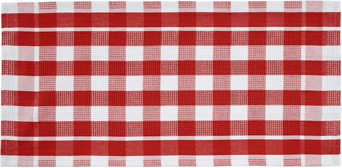 LANE LINEN 100% Cotton Kitchen Dish Cloths, Ultra Soft Absorbent Quick Drying Dish Towels, Multiweave Wash Cloths Dish Towel Sets, 13x28 Inches, 4 Pack - Red