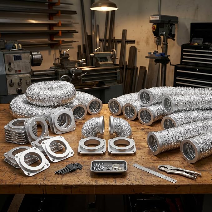 Magnetic Dryer Vent Hose Kit, 39.6 Inch Quick Connect Dryer Exhaust Duct, Flexible Aluminum Dryer Vent Connector with Wall Plate, Clamps & Screws