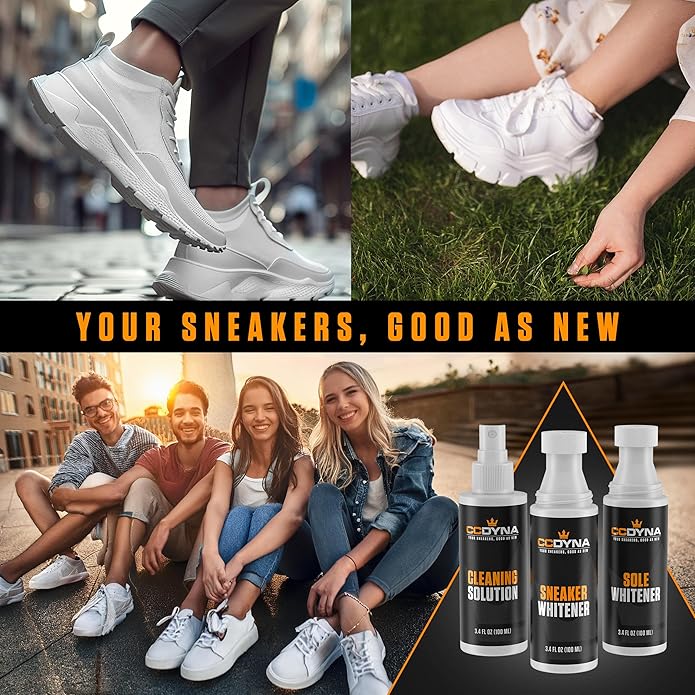 Sneaker Whitener Kit – All-in-One Shoe Whitening & Cleaning Set with Sneaker Paint, Sole Paint, Cleaner Solution & Hi-Tech Microfiber Cloth – Restores White Sneakers & Covers Scuffs