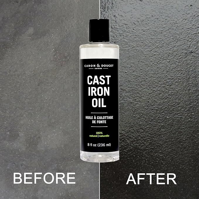 CARON & DOUCET - Cast Iron Seasoning & Cleaning Oil | 100% Plant-Based & Food Grade! | Best for Seasoning, Restoring, Curing and Care (8oz)