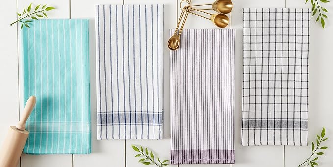 DII Everyday Basic Collection Woven Dishtowel Set, 20x28, Eggplant, 8 Piece