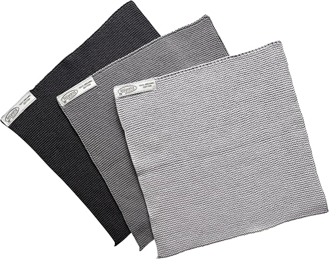 Solwang 3-Piece Danish Cotton Dishcloths in 100% Certified Organic Cotton Made in India (Steel Grey Organic Combi)