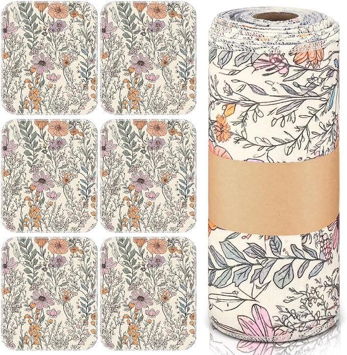 Reusable Cleaning Cloths Washable Cotton Kitchen Dish Towels for Home Party Supplies Bulk, 9.84x11.81in(36 Pack,Cute Wildflower)