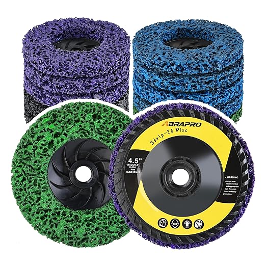 12 Pack, 4.5" x 5/8"-11 Strip Disc, Grinding Disc for Angle Grinder, Industrial Abrasive Wheel for Clean and Remove Paint Coating Rust Welds Oxidation