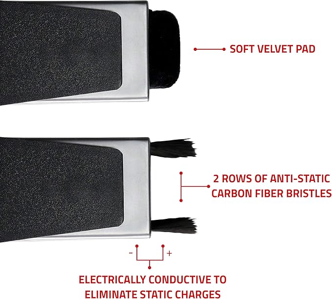 Fluance Vinyl Record Accessory Kit with Record and Stylus Anti-Static Carbon Fiber Brushes and Record Weight (VB52RW03)