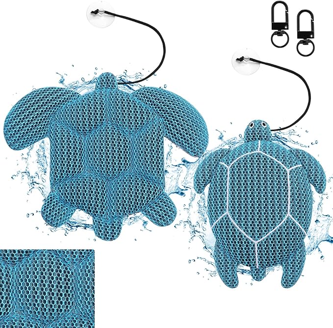 2 Pack Hot Tub Scum Absorber, Reusable Washable Scum Turtle Hot Tub Sponge for Spa Pool Cleaner Oil Absorbing Adults, Turtle