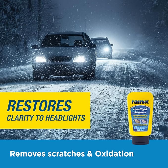 Rain-X 800001810 Headlight Restorer, Headlight Cleaner & Restoration Liquid for Hazy, Yellowed Headlights, Brings Lights Back to Like New Condition, No Tools Required & Long Lasting Result